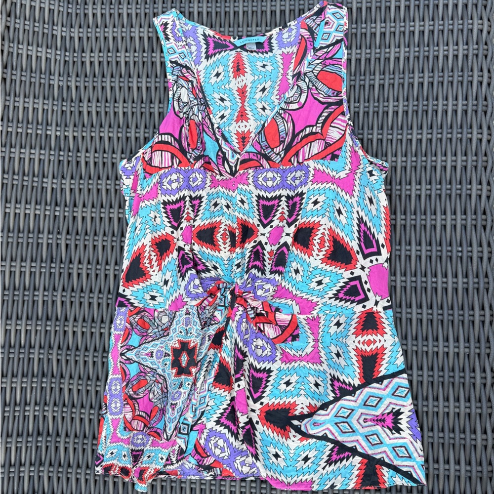 Anthropologie Leifnotes Vibrant Geometric Print Top - Size 2